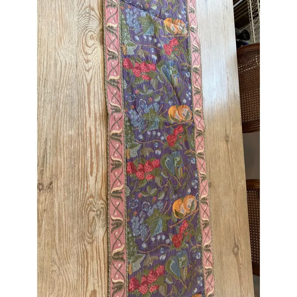 Vintage Tapisserie Tapestry Woven Art Summer Fruit Table Runner